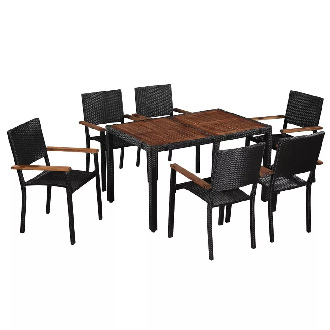 VidaXL - Ess-set poly-rattan, One Size, Schwarz