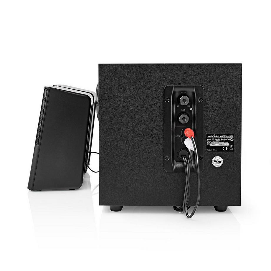 Nedis  Gaming-Lautsprecher | Lautsprecherkanäle: 2.1 | USB-Stromversorgung | 3,5 mm Stecker | 30 W | Keine Beleuchtung | Lautstärkeregler 