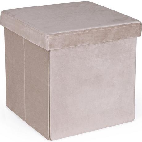 mutoni Pouf Camdem con Contenitori Velluto Tortora 38x38  