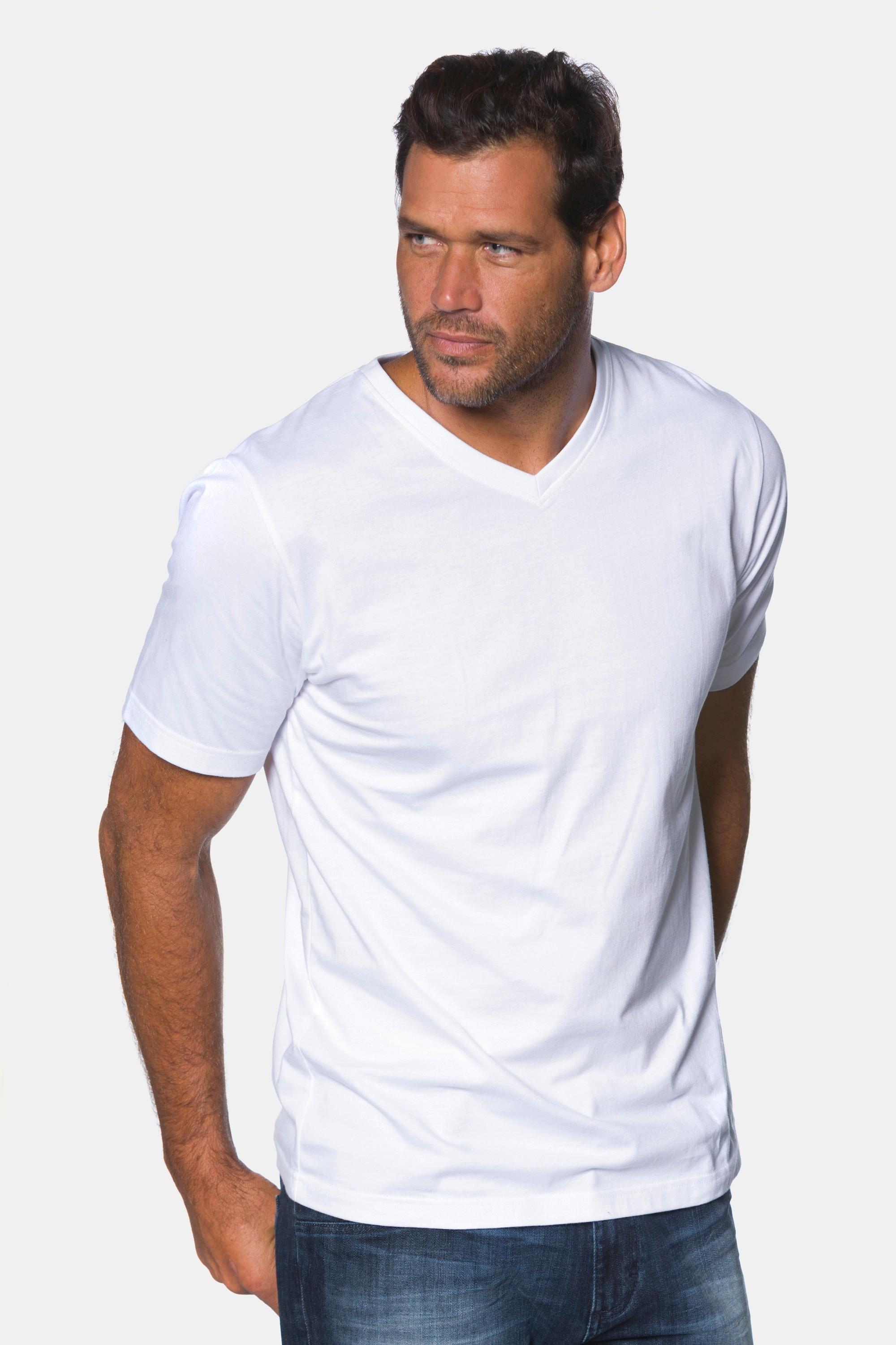 JP1880  T-shirt basic con scollo a V e mezze maniche in confezione doppia, disponibili fino alla tg. 8XL 