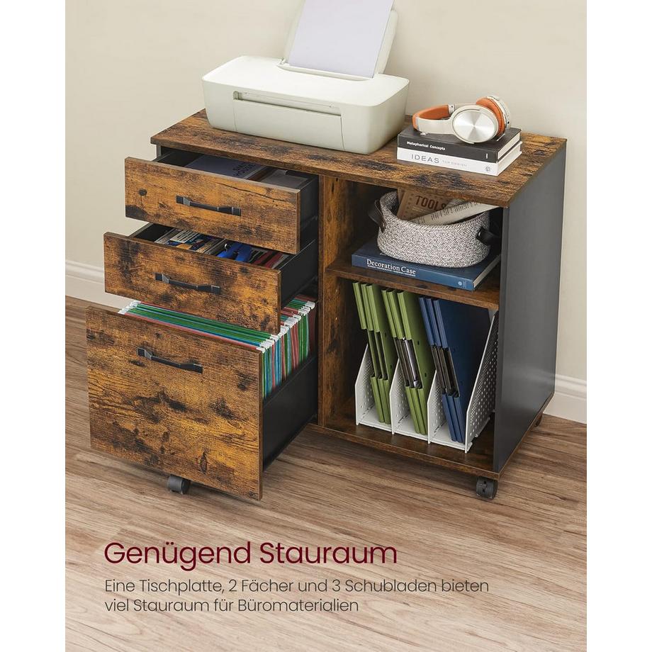 Songmics Caisson à roulettes Armoire à dossiers avec tiroirs  