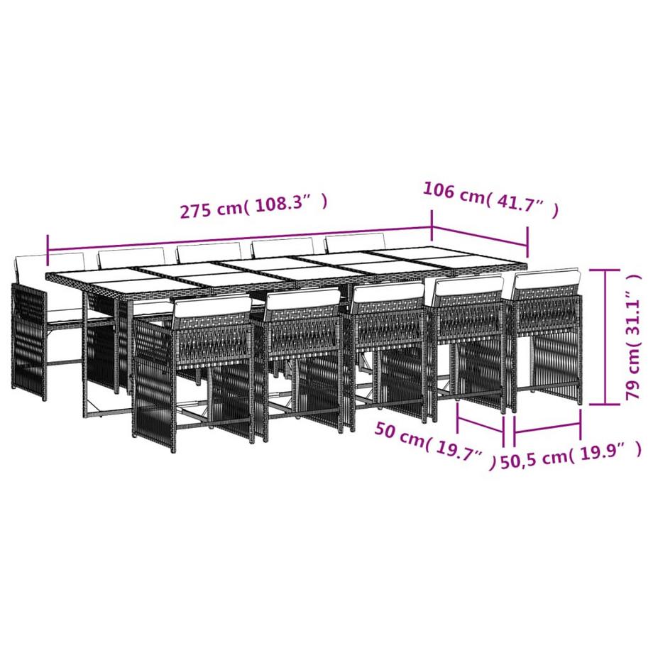 VidaXL set da pranzo da giardino Polirattan  