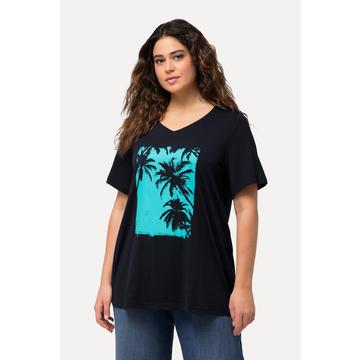 T-shirt dal taglio svasato con palme, scollatura a V e mezze maniche