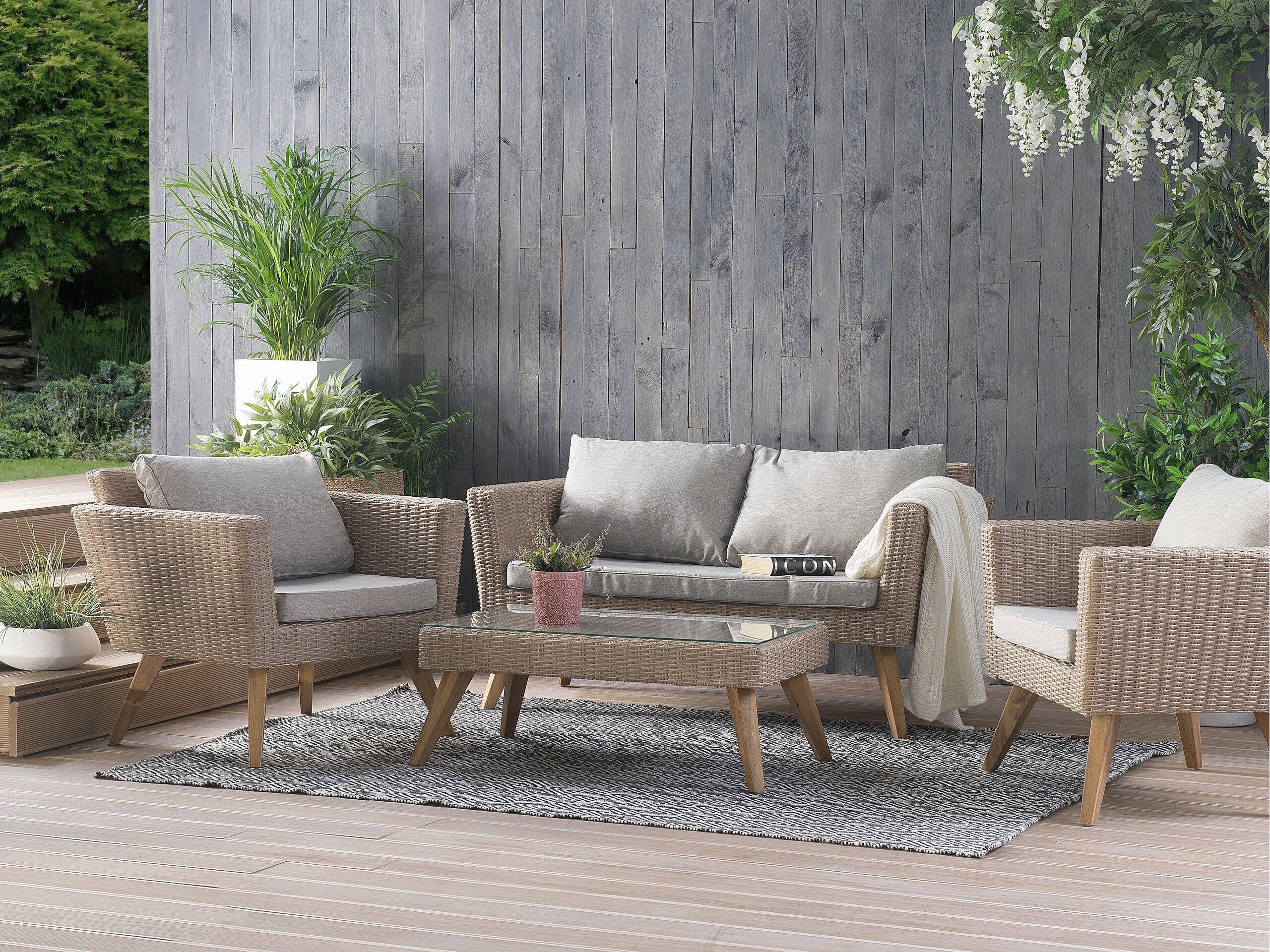 Beliani Lounge Set mit Tisch aus PE Rattan Retro VITTORIA  