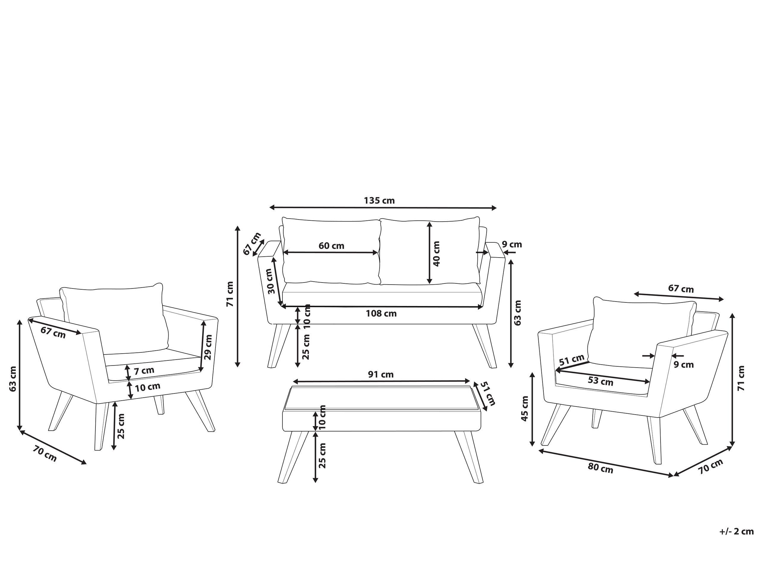 Beliani Lounge Set mit Tisch aus PE Rattan Retro VITTORIA  