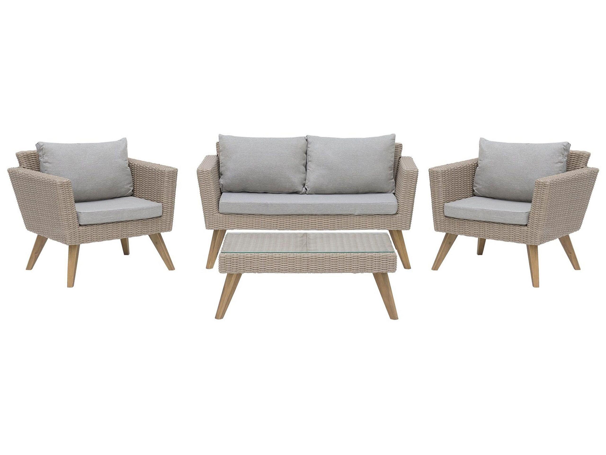 Beliani Lounge Set mit Tisch aus PE Rattan Retro VITTORIA  