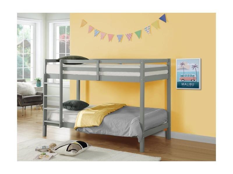 Vente-unique Letto a castello + Materasso 2 Abete massello Grigio ANICET II  