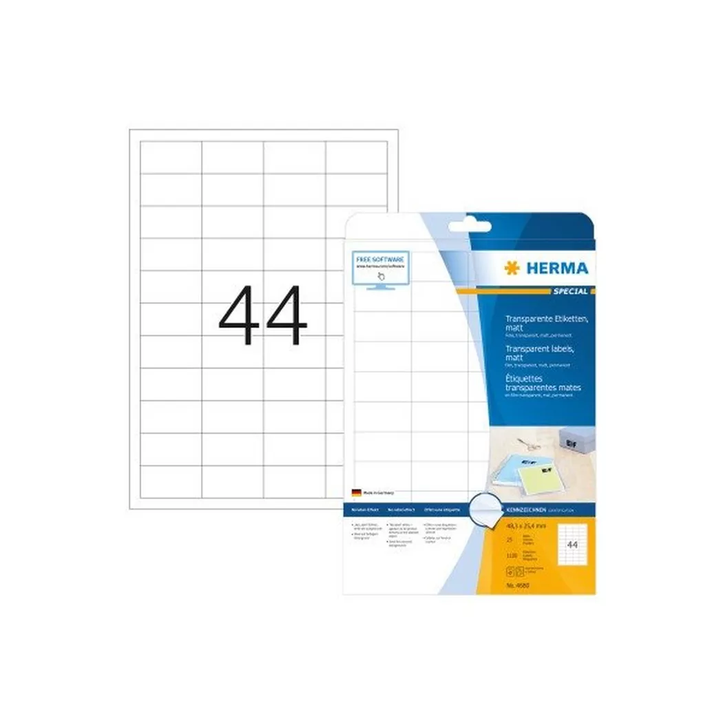 HERMA – Etiketten Special 48,3×25,4mm 4680 transparent 1100 Stück, One Size