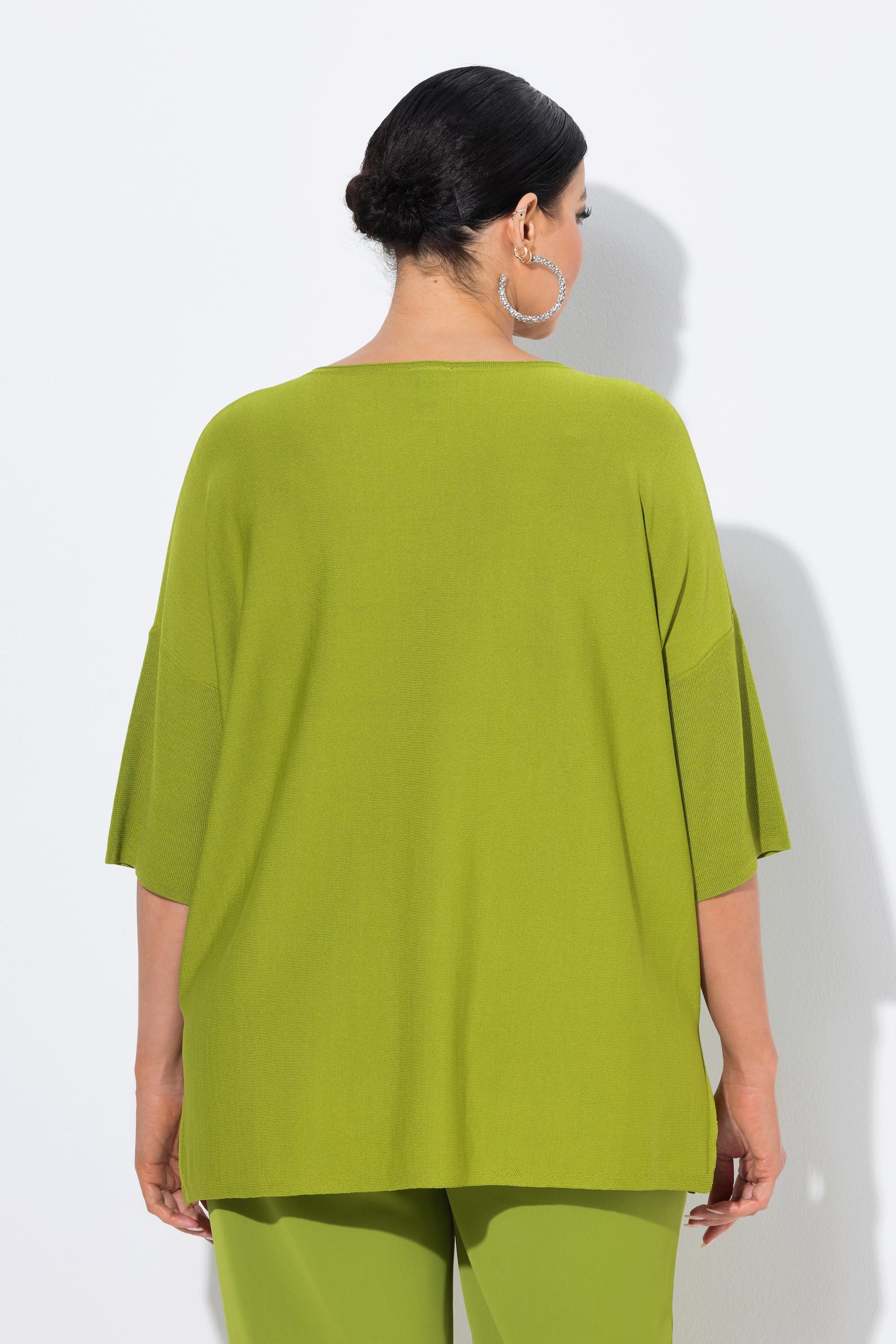 Ulla Popken Oversized V-Ausschnitt Halbarm Pullover  