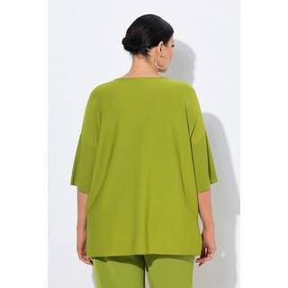 Ulla Popken Oversized V-Ausschnitt Halbarm Pullover  