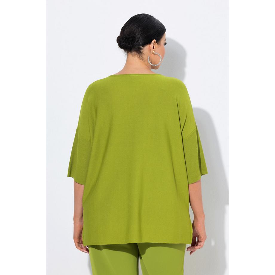 Ulla Popken Pull Oversized Col V Manches Courtes  