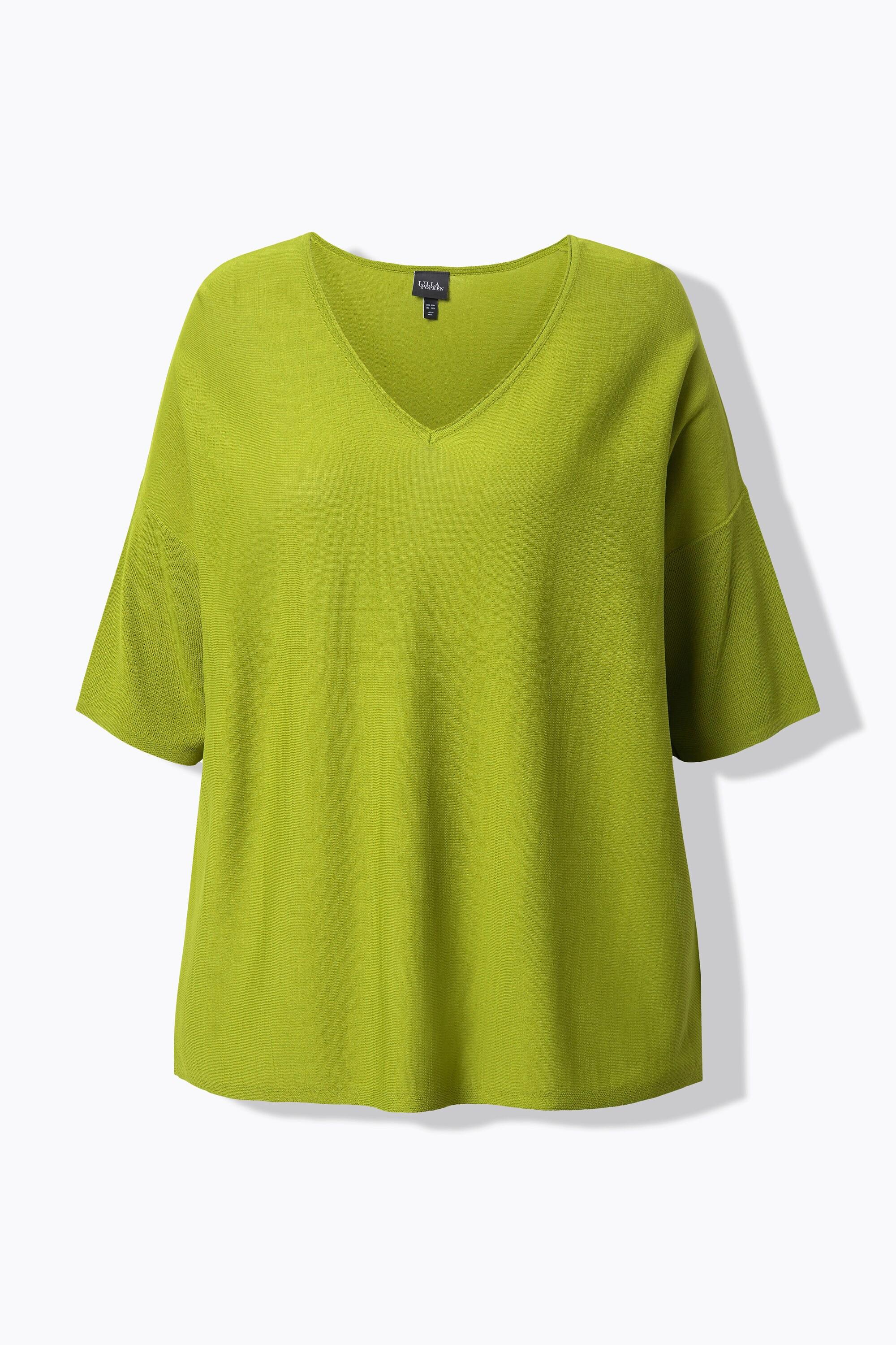 Ulla Popken Oversized V-Ausschnitt Halbarm Pullover  