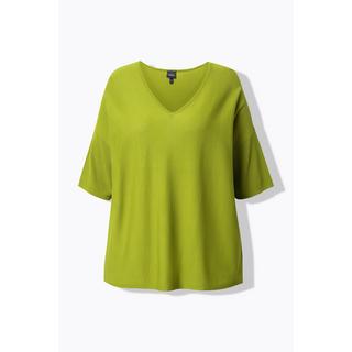 Ulla Popken Oversized V-Ausschnitt Halbarm Pullover  