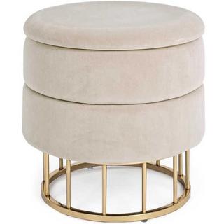 mutoni Tabouret rembourré Pavlina avec espace de rangement beige 38x38cm  