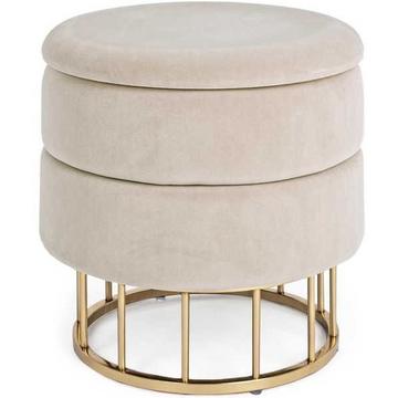 Tabouret rembourré Pavlina avec espace de rangement beige 38x38cm