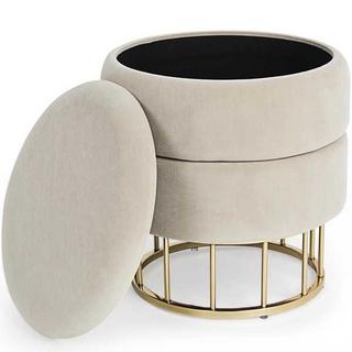 mutoni Tabouret rembourré Pavlina avec espace de rangement beige 38x38cm  