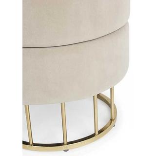 mutoni Tabouret rembourré Pavlina avec espace de rangement beige 38x38cm  