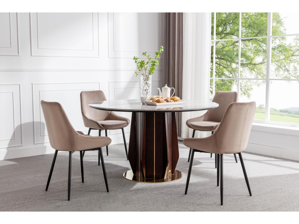 Vente-unique Stuhl 6erSet Samt es Metall MASURIE  