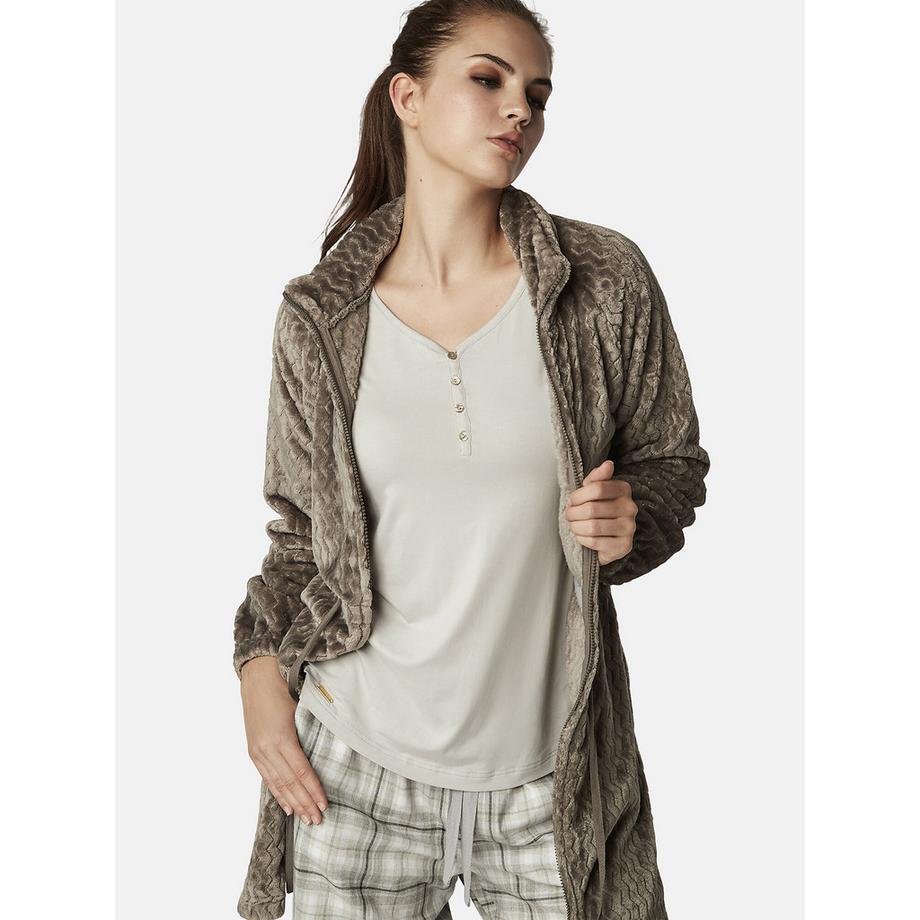 Selmark Supersoft Complementos Hausjacke Morgenmantel mit Reissverschluss  