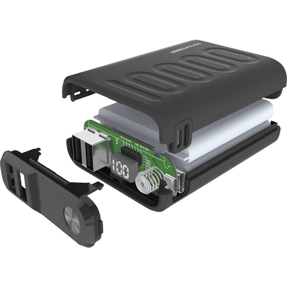 RealPower  PB-10000PD+ Powerbank 10000 mAh Lithium Schwarz 