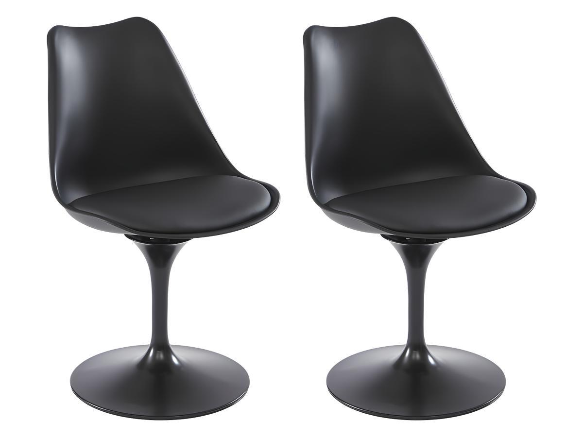 Vente-unique Lot de 2 chaises en polypropylène, simili et métal - Noir - XAFY  