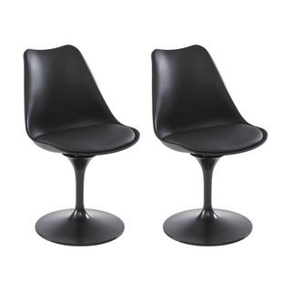 Vente-unique Lot de 2 chaises en polypropylène, simili et métal - Noir - XAFY  