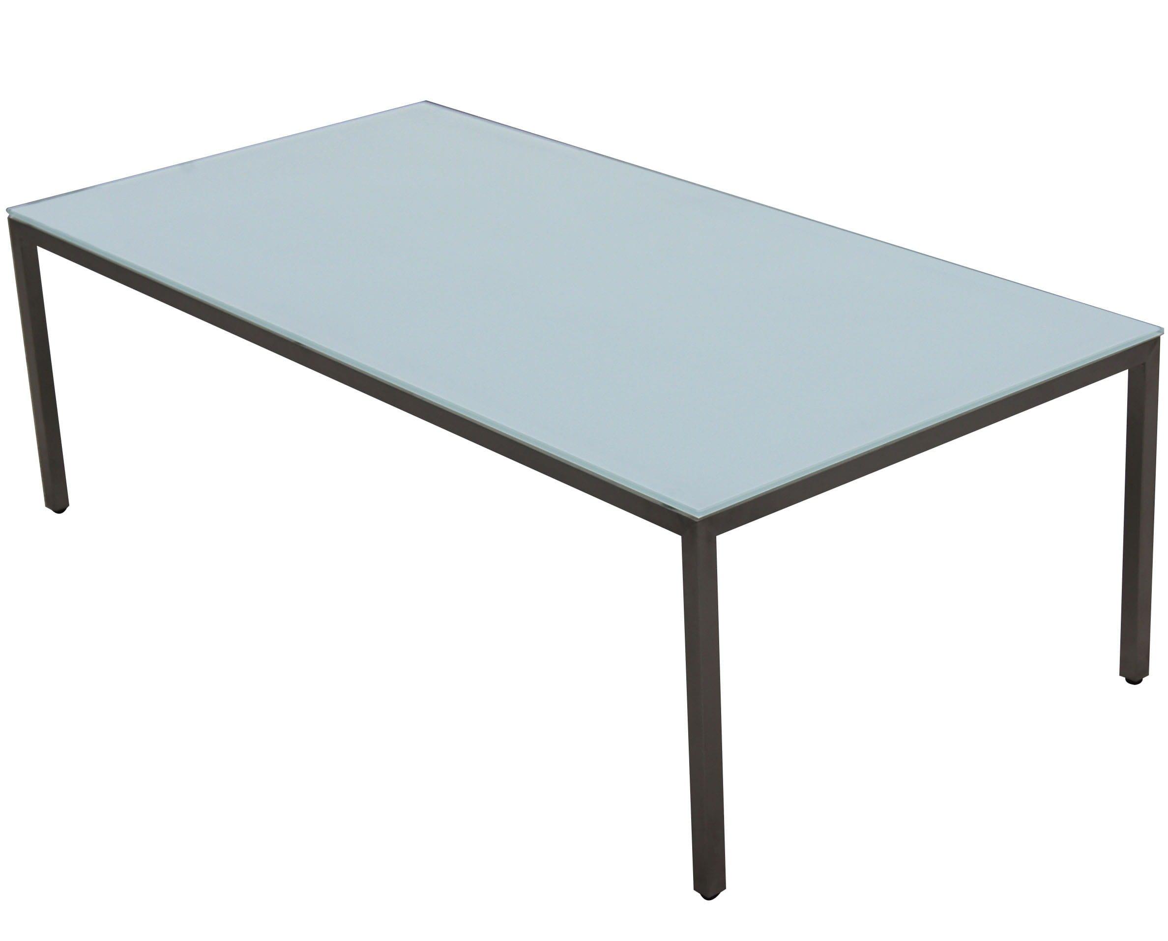 mutoni Table basse Obelisk 4 pieds 120 - plateau verre - structure inox  