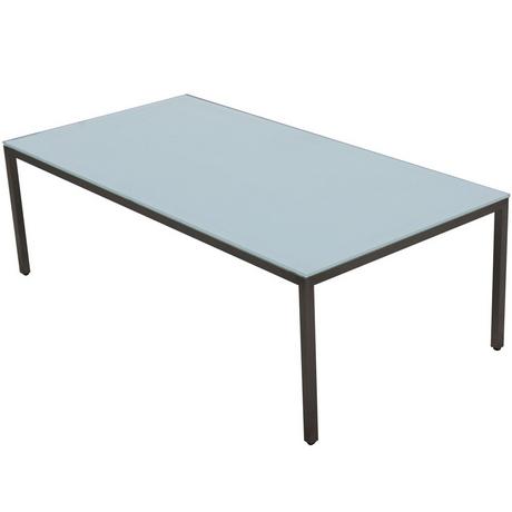 mutoni Table basse Obelisk 4 pieds 120 - plateau verre - structure inox  