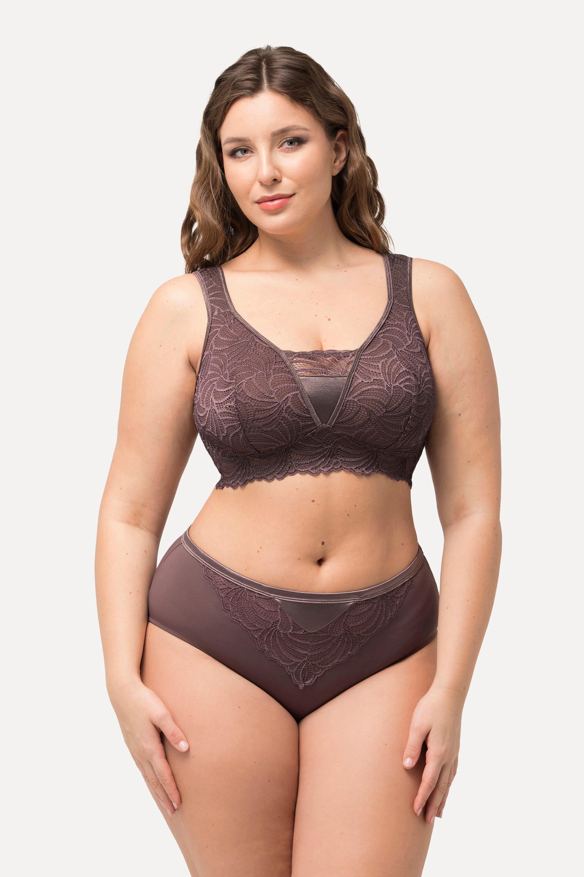 Ulla Popken  Bralette en dentelle, sans armatures. Bonnet B-F. 