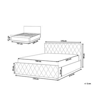 Beliani Letto con rete a doghe en Velluto Moderno ROCHEFORT  