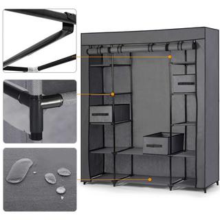 B2X Großer Textilschrank mit Schubladen Massido – Graphitgrau  