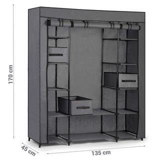 B2X Großer Textilschrank mit Schubladen Massido – Graphitgrau  