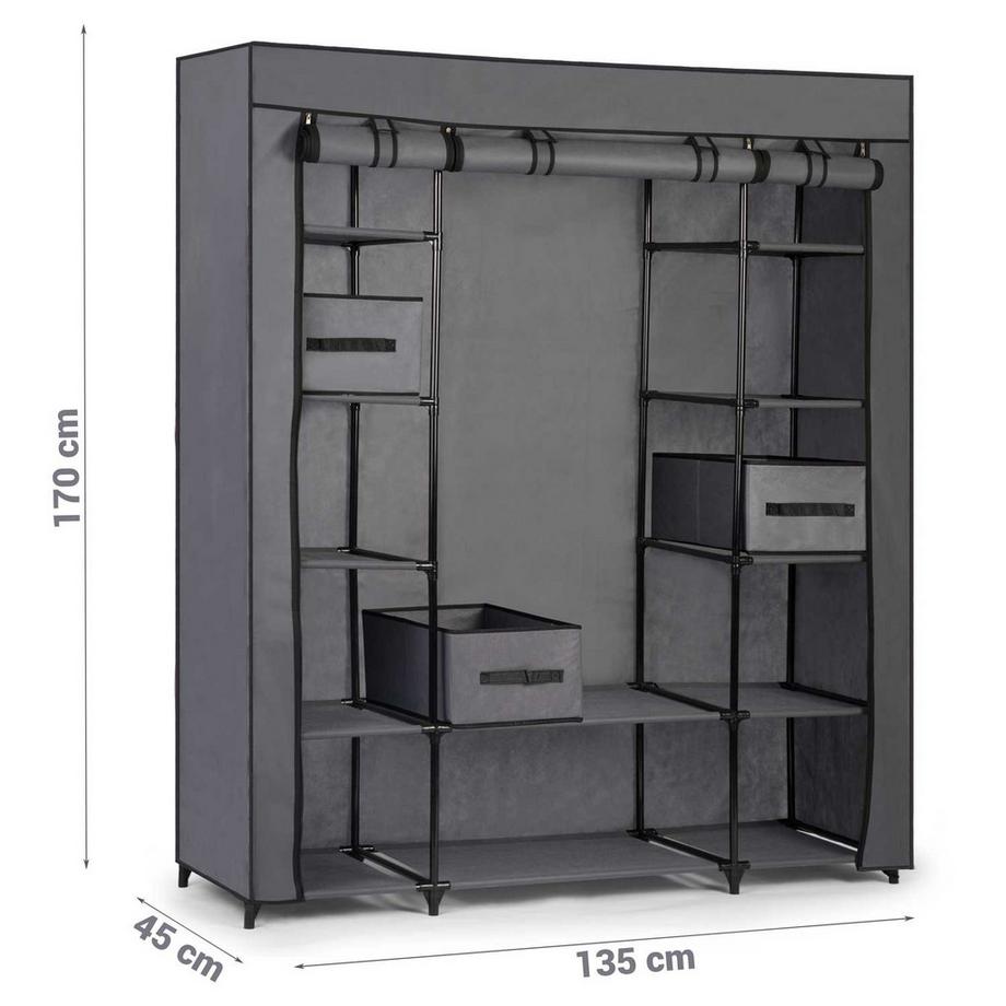 B2X Grande armoire textile avec tiroirs Massido - gris graphite  