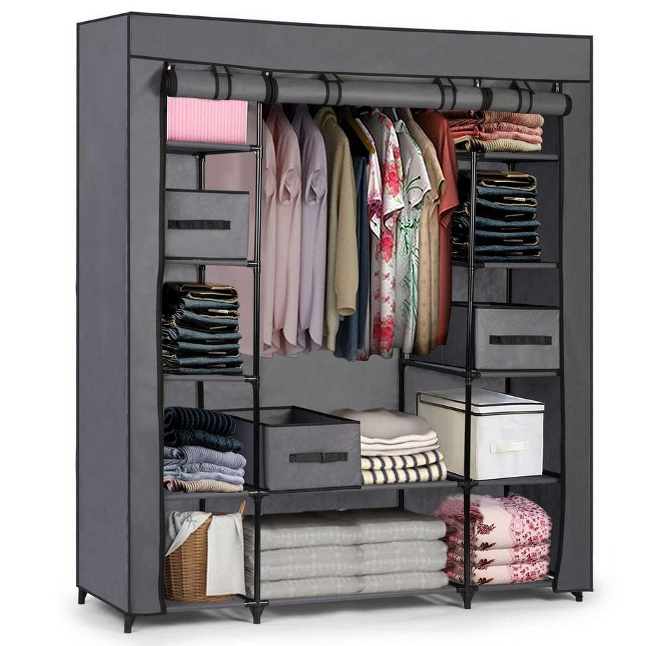 Grande armoire textile avec tiroirs Massido - gris graphite