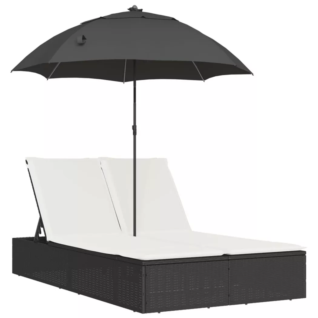 VidaXL - Doppel-sonnenliege poly-rattan, One Size, Schwarz