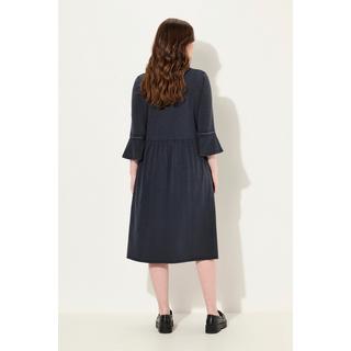 Ulla Popken Robe en jersey A-ligne avec bords roulottés et manches 3/4  