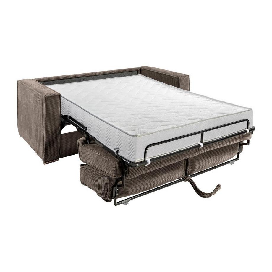 Vente-unique Canapé 4 places convertible express en velours côtelé marron - Couchage 160 cm - Matelas 18 cm LORETO  