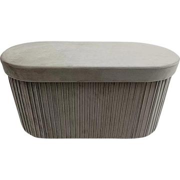 Pouf avec récipient Jocelyn velours beige