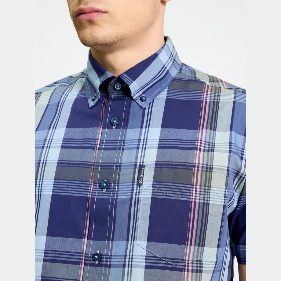 BEN SHERMAN Camicia Maniche Corte a Quadri  