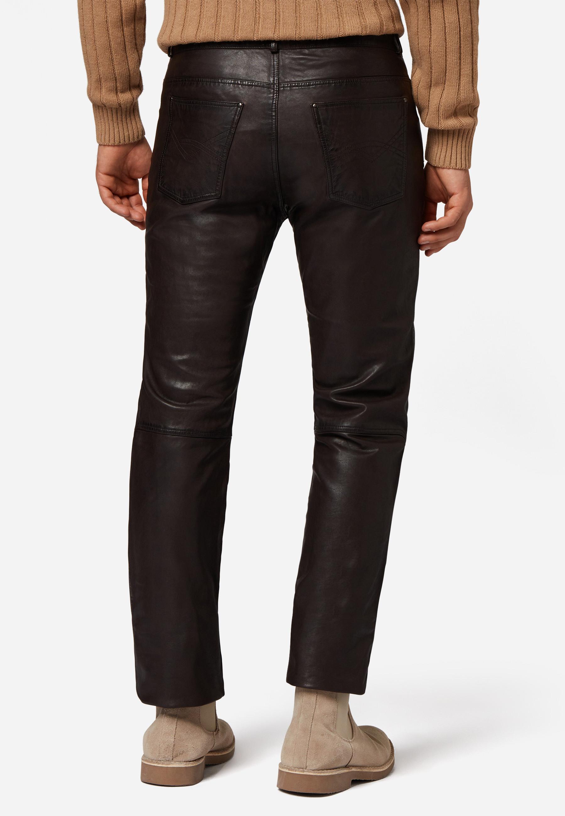 RICANO  Pantalon en cuir pour homme, Trant Pant, jeans en cuir à cinq poches en cuir d'agneau lavé. 