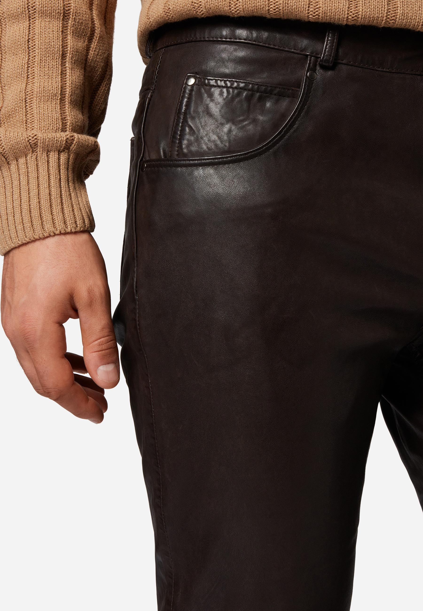 RICANO  Pantalon en cuir pour homme, Trant Pant, jeans en cuir à cinq poches en cuir d'agneau lavé. 