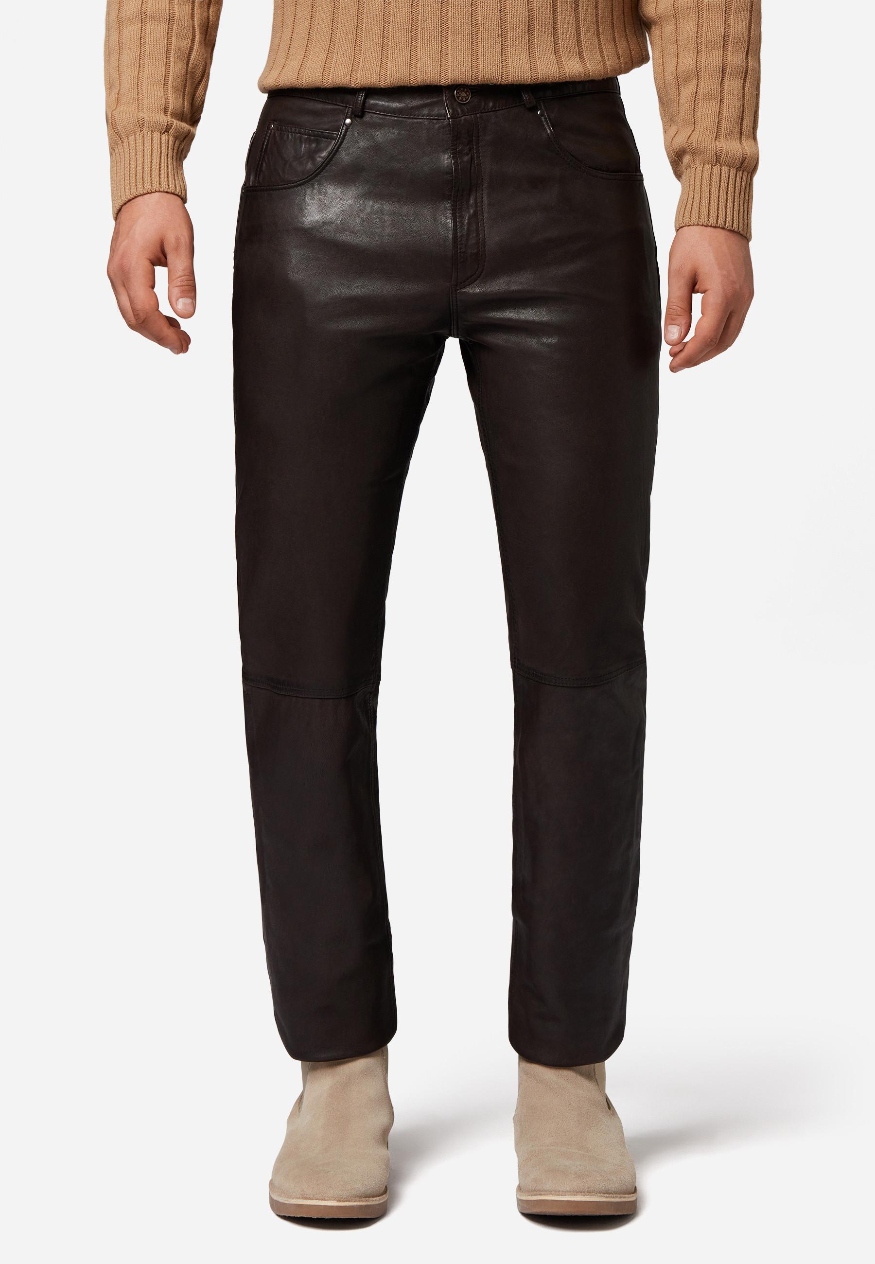 RICANO  Pantalon en cuir pour homme, Trant Pant, jeans en cuir à cinq poches en cuir d'agneau lavé. 