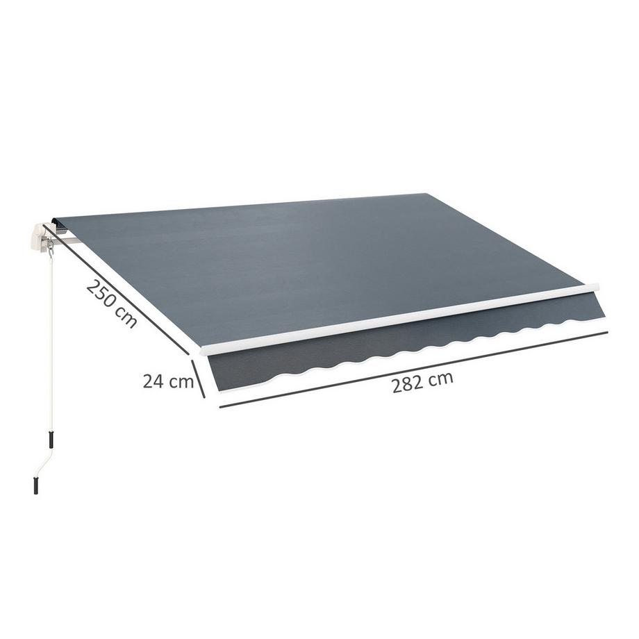 Northio Markisenbespannung Markisenstoff mit Volant Wasserabweisend Ersatzstoff für 3 x 2,5 m Markisen Markisentuch Markisestoff Sonnenschutz für Garten Balkon Hof Grau Aosom  