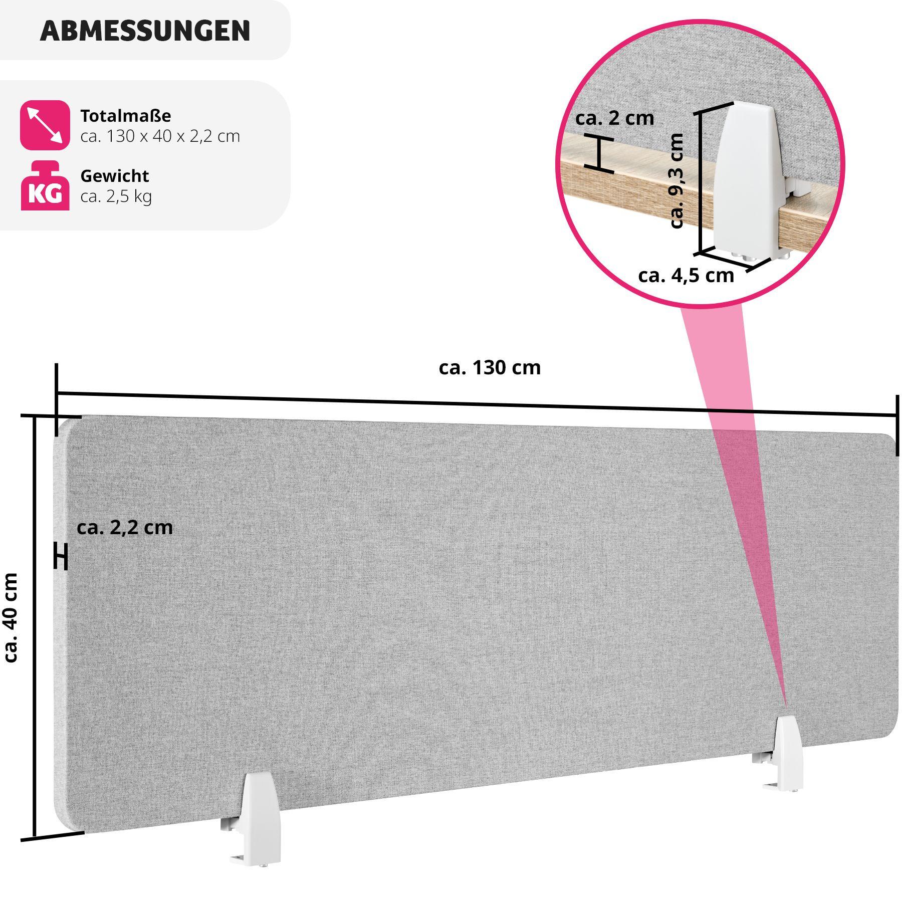 Tectake  Schreibtisch Trennwand Noisy mit abgerundeten Ecken 