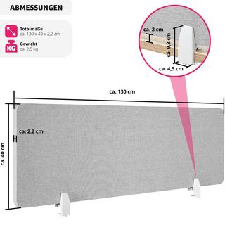 Tectake  Schreibtisch Trennwand Noisy mit abgerundeten Ecken 