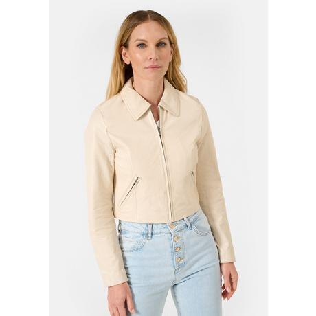 RICANO  Veste en cuir s courte avec col chemise 