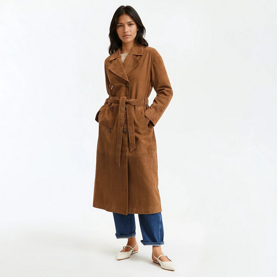 La Redoute Collections Langer Ziegenleder Trenchcoat  