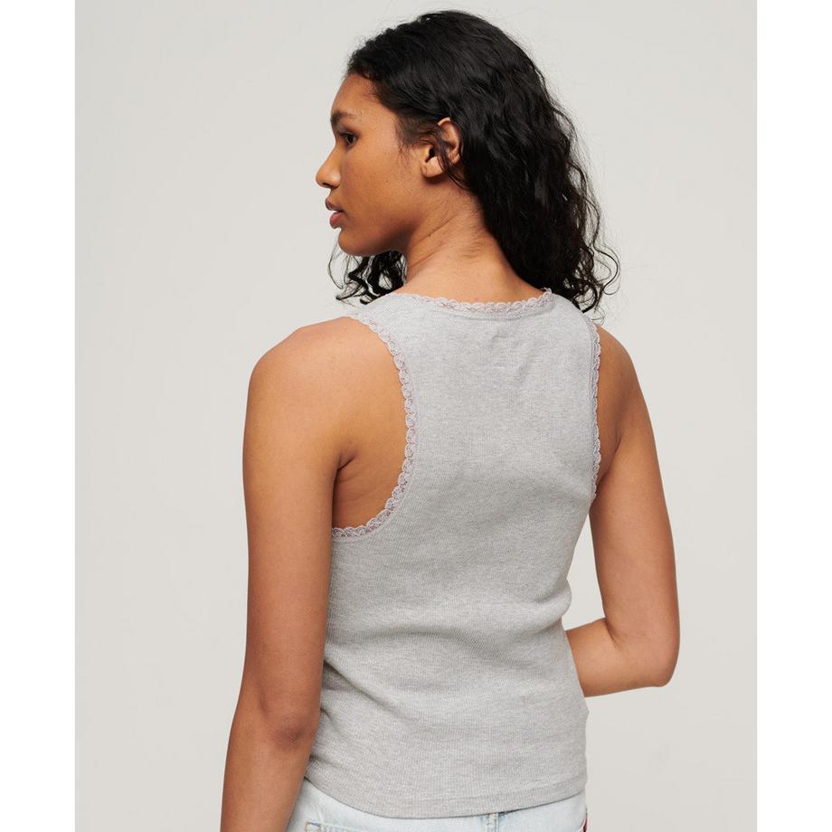 Superdry Vintage Bio-Baumwolle Tanktop mit Spitzenbordüre  