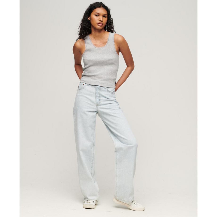 Superdry Vintage Bio-Baumwolle Tanktop mit Spitzenbordüre  