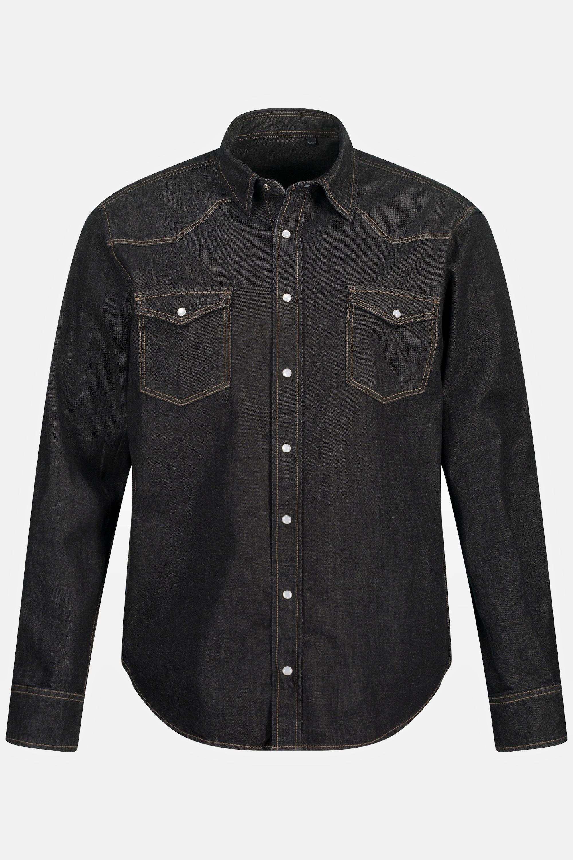 JP1880  Chemise en jean, manches longues et col Kent. Coupe Modern Fit. Jusqu'au 8 XL, Tall. 